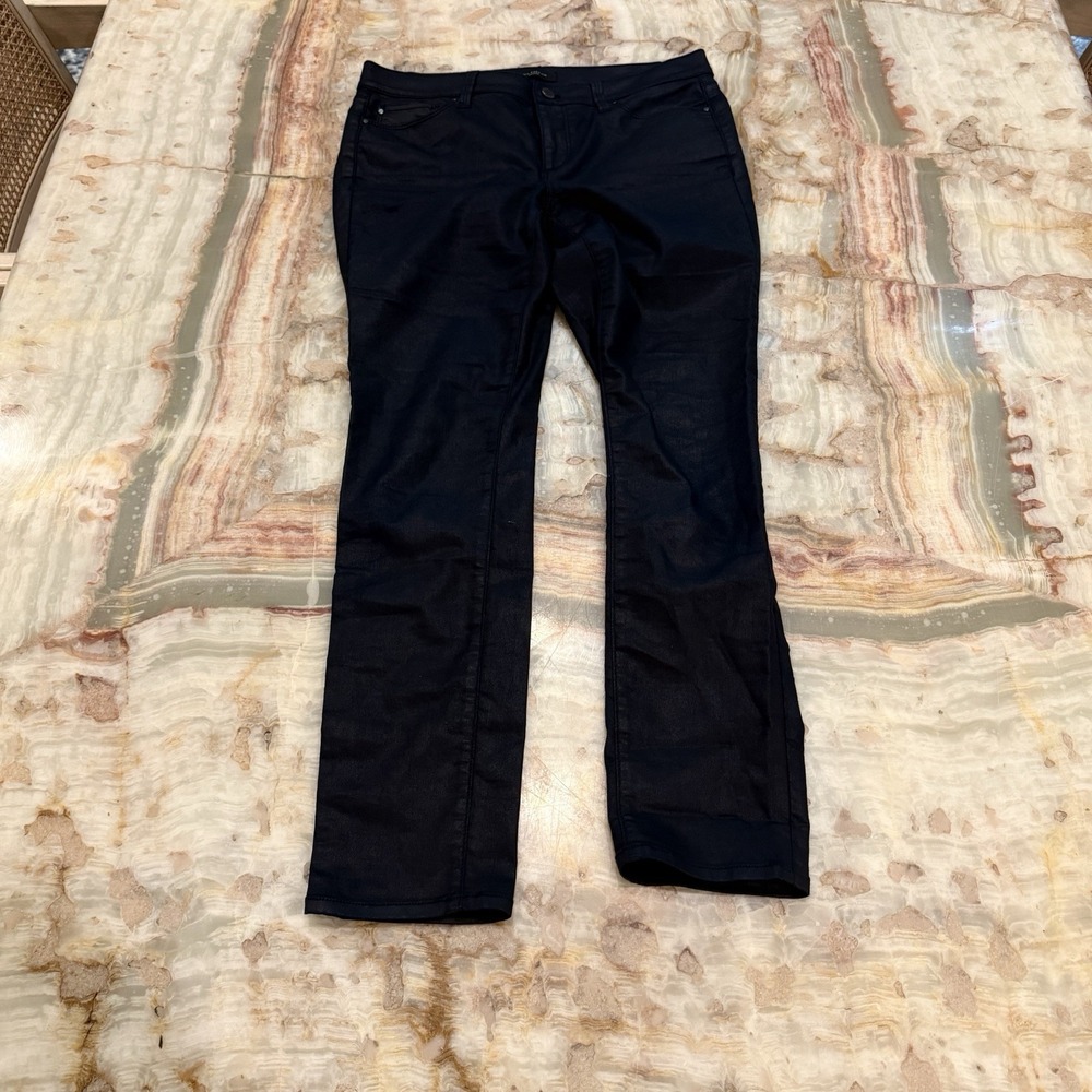 Ann Taylor Petite Skinny Ankle Jeans Women's 10P Black Coated Stretch